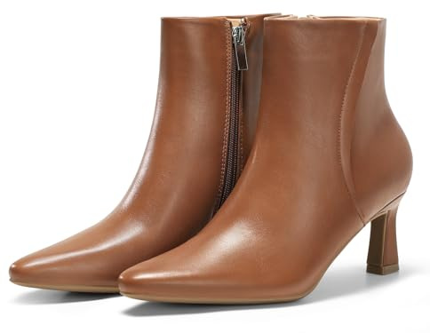 Coutgo Damen Stiefeletten Kätzchen Niedrigen Absatz Geschlossen Spitzen Booties Seite Reißverschluss Winter Kleid Schuhe