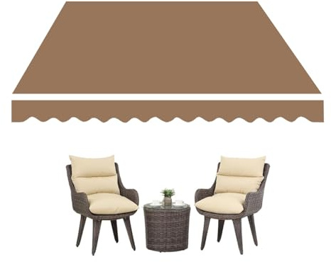 Tessuto di Ricambio per Tende da Sole 2.0m 2.5m 3.0m 3.6m 4m 5m, Ricambio per Tende da Sole Retrattile Manuale, Telo di Ricambio per Tende da Sole con Mantovana(Cachi,300x150cm)