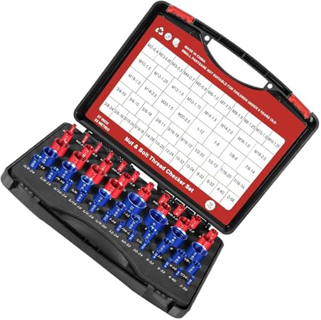 Lot de 55 jauges de filetage professionnelles avec code couleur - Construction en aluminium - Organisateurs portables - Ensemble de mesure professionnel pour boulons et écrous