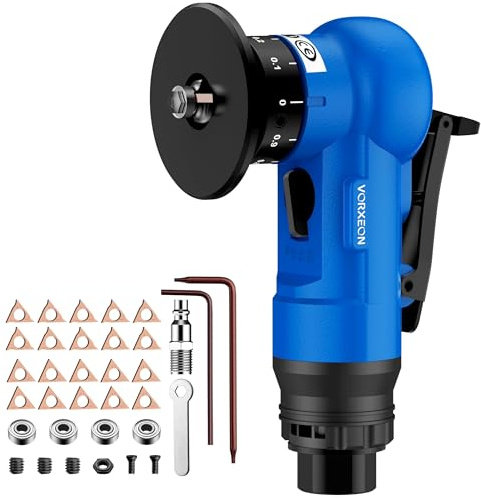 VORXEON Pneumatic Chamfering Tool, Mini Air Chamfering Machine Trimming Chamfering Range 0.1-1.5mm 30000 RPM 45° Arc Corner with 1/4 Inch Air Inlet with C&R Angle Blades