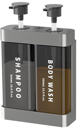 YUEHISY Dispenser di Sapone per Doccia, capacità di 500 Ml a 2 Camere per Montaggio da Tavolo o a Parete, Dispenser per Pompa per Balsamo per Shampoo, per il Bagno di Casa Dell'hotel