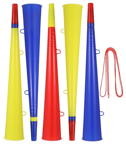 Abaodam 5 Stück pack Stadionhörner aus Kunststoff Bunte Partytrompeten für Sportfans Leichtes Krachmacher für Fußball Party und Outdoor
