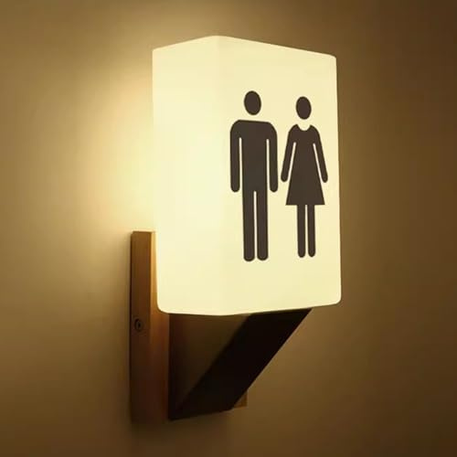 Toilettenschild for Männer und Frauen mit Licht, Acryl-Badezimmertür, Wandmontage(A)