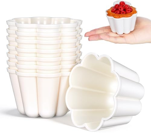 SHINEOFI 8pcs Flower Shape Pudding Molds Plastic for Baking Jelly Cake Moulds Mini Cheesecake Steamed Pudding for Parties Desserts