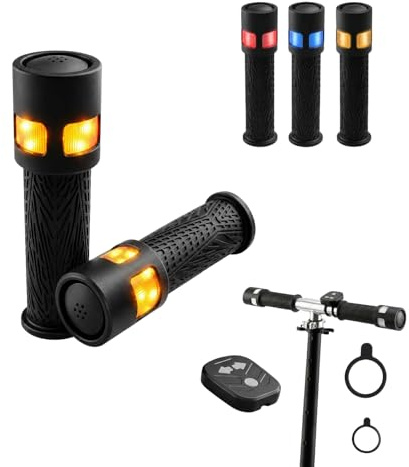 NbgrvB E-Scooter Lenker mit Blinker & Hupe, Mehrere Beleuchtungsmodi 21-22mm Griffe mit USB-C Schnellladung, für SENTRY, 14,3cm, Schwarz