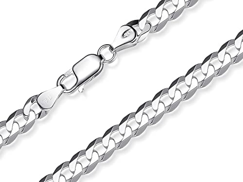 Silverkedja-butik pansarkedja silver 925 herr 6 mm I silverkedja herr högglans 1,6 mm tjock I halsband män med karbinhake lås, Sterlingsilver