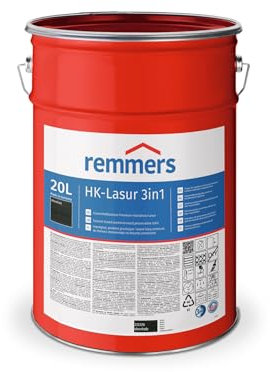 Remmers HK-Lasur 3in1 ebenholz, 20 Liter, Holzlasur aussen, 3n1: Imprägnierung, Grundierung & Lasur, Holzschutz vor Feuchtigkeit & UV-Strahlung