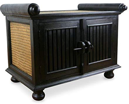 livasia Asiatische Kommode aus Massivholz und Rattan – 65x40x50cm – Handgeschnitztes Sideboard aus Akazienholz, Kommode mit filigranem Design, Nachhaltig & hochwertig aus Thailand