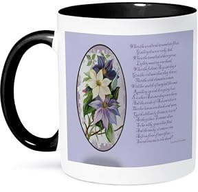3dRose Clematis, poem, poetry, prose, garden, gardeners, vine, climbing vine, flowers, lilac flowers 11oz Two-Tone Black Mug