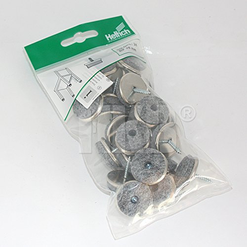 Hettich 24 St. Parkettgleiter Filzgleiter rund ø = 28mm 10mm stark mit Schraube Wollfilz, grau