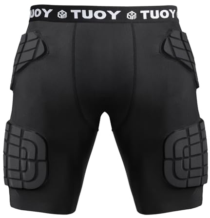 TUOY Adult Padded Compression Shorts 5-Pad Football Girdle Hip Thigh Protector
