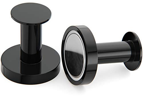 Mavoro Calamite Potenti per Appendere Giacche e Borse | Set da 2 Robusti Appendiabiti Magnetici | Magneti Neodimio 52 e Terre Rare | Magneti Potenti per Frigoriferi, Armadietti (Nero set da 2)