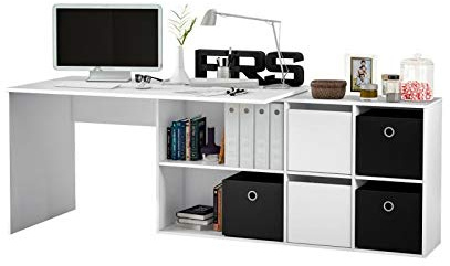 Habitdesign - Escritorio Multiposición Reversible, Mesa Estudio, Mesa PC, Modelo Adapta XL, Acabado en Blanco Artik