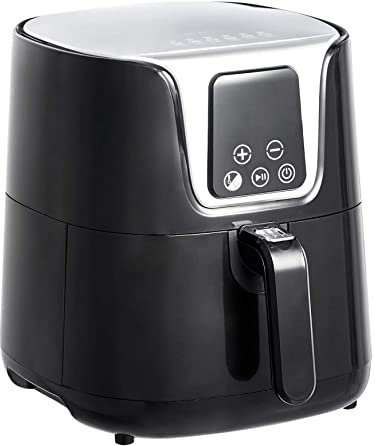 Amazon Basics Freidora de aire digital, compacta y multifuncional, Negro/Cromo, 4 l