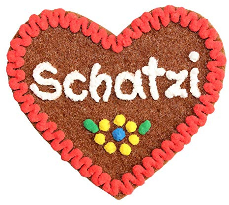 Anstecker Filzherz Schatzi für Junggesellinnenabschied Junggesellenabschied Volksfeste Dirndl Accessoires mit Namen - Namensschild Herz personalisiert Button Brosche Ansteckbutton Wunschbeschriftung