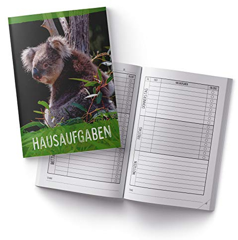 itenga Hausaufgabenheft Koala DIN A5 96 Seiten Schulbedarf Meine Hausaufgaben für Grundschule Gemeinschaftsschule Realschule Gymnasium