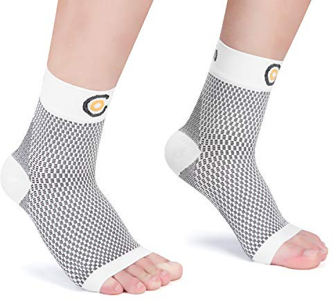CAMBIVO Sprunggelenkbandage 2 Paar, Knöchelbandage, Bandage Fußgelenk, Achillessehne Bandage gegen Fersensporn, Plantarfasciitis, Verstauchung, Fußbandage für Sport, Fitness, Alltag