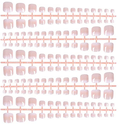 140 Pezzi Unghie Finte Piedi, Francesi False Toenail Naturali Artificiali Copertura Completa Piede Unghie Punte per Donne Ragazze DIY Manicure Unghie Saloni, 14 Misure (C)