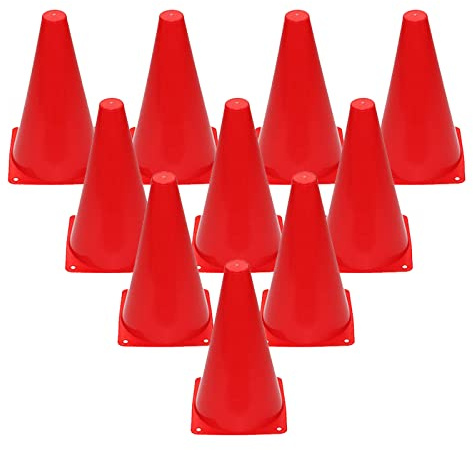 10 football Training Cones 8.5cm, Football Barrier Cones, Plastic Marker Holder, Accessory(Red)