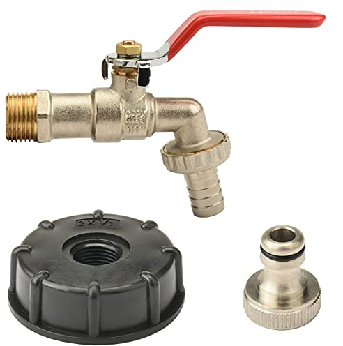 profiwoab IBC Tank Adapter 1/2 '' IBC Tank Fittings Leakproof Brass Adapter & Valve for S60X6 Water Storage Tank & Garden Hose Connector