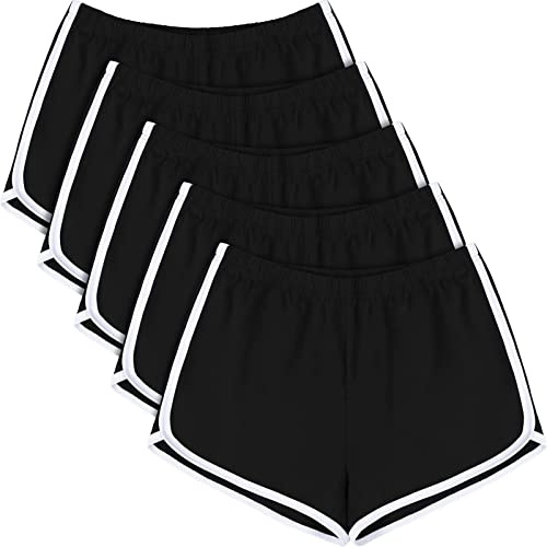URATOT Träningsbyxor, dolphin shorts, mjuka, bekväma, ventilerande, avslappnade, cykelbyxor, vandringsbyxor, för kvinnor, 5-pack, Svart, XL
