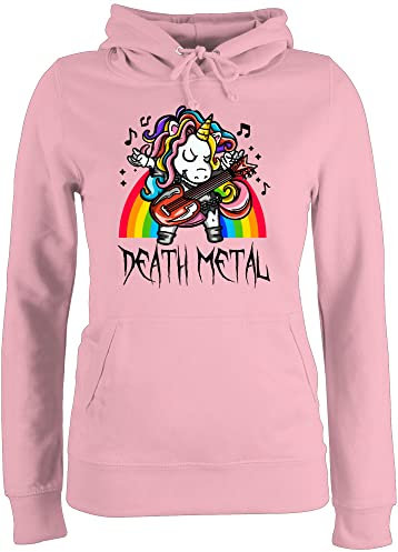 Shirtracer Pullover Damen Hoodie Frauen - Heavy Musik Hard Rock - Death Metal Einhorn - Unicorn - S - Hellrosa - Metalhead Band Pulli Fans Hoody Kapuzenpullover Hoddies/pullies Hoodies Kapuze für mit