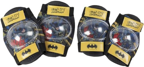 Tataway Schutzset Level 1 Ellbogenschützer für Babys, Batman, Mann, Fledermaus, DC Comics, Sicherheitsfahrrad, gelb/schwarz, Superheld