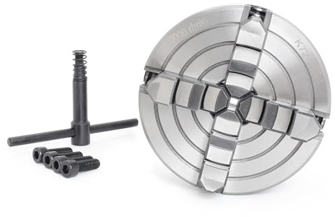 RATTMMOTOR 4-Jaw K72-100mm 3.94 Inch Independent Chuck Reversible Jaw Metal Manual Lathe Chuck 3500 r/min withWrench for CNC Router/Lathes Machine/Turning Machine