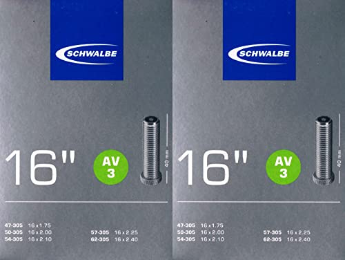 2X Schwalbe AV 3 Schlauch 16' 305 Ventil: Auto Schrader AV3 Autoventil 16 Zoll