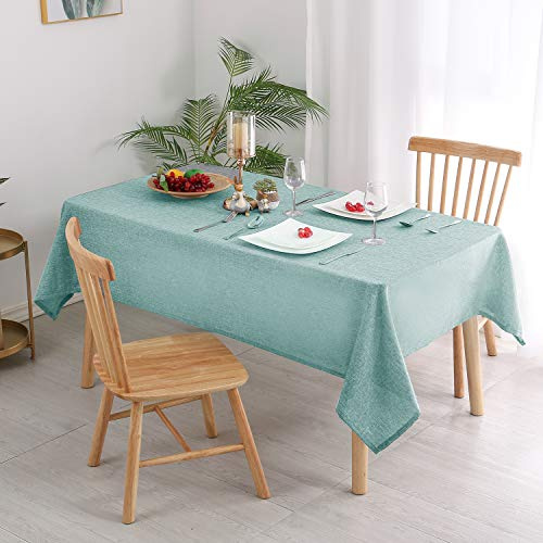 Hiasan Tischdecke Leinenoptik Eckig Tischtuch Wasserabweisend Tischwäsche, 1 Stück, 135 x 160 cm, Türkis | Tischdecken Leinenoptik, Kratzfest Tischtuch Wasserabweisend mit Lotuseffekt für Wohnzimmer Esszimmer Party Garten Balkon