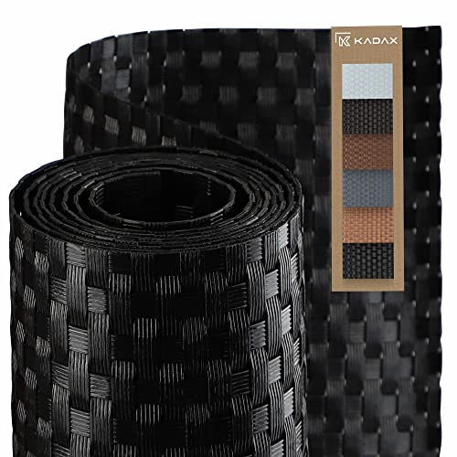 KADAX frangivista per balcone, terrazza, recinzione, resistente alle intemperie, in rattan sintetico, venduto al metro, copertura per balcone con fascette per cavi (0,9 x 1 m, nero)