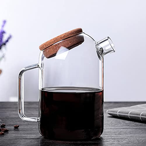 Glaskaraff med korklock, varm/kallvattenkannor, glastekanna, värmebeständig tekanna, glaskanna för drycker, tjockare och starkare vattenkanna glas, för juice vatten drycker iste vin kaffe (1000 ml)