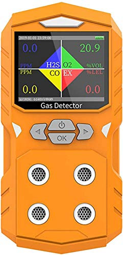 Samnuerly Détecteur de gaz Moniteur de qualité de l'air - Moniteur Multi-gaz 4 en 1 CO H2S O2 Détecteur de Fuite de détecteur de gaz Ex, analyseur de gaz Durable