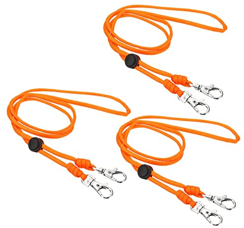 PATIKIL Cuerda Cordón con 2 Giratorios Ganchos, 3 Paquete Insignias Cordones Correa Ajustable Larga Identificador Tarjetero Llaveros para Insignias Soportes, Naranja