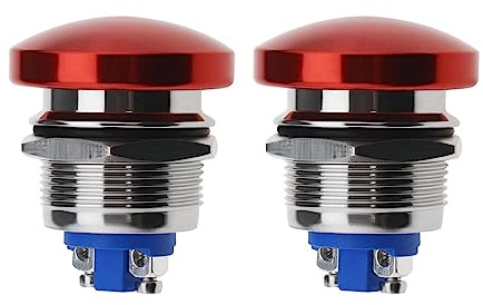 Be In Your Mind 2 Pezzi Interruttore A Pulsante Con Testa A Fungo Interruttore A Pulsante Impermeabile In Lega Di Alluminio Pulsante Di Avvio Rotondo Accessori Per Auto SUV Camion Camper Barca 22 Mm