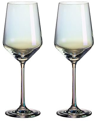 PEKJI Bicchieri da vino a stelo lungo Set di 4 Bicchieri da cocktail in vetro tondo per vino rosso e bianco 380 ml/12,9 once