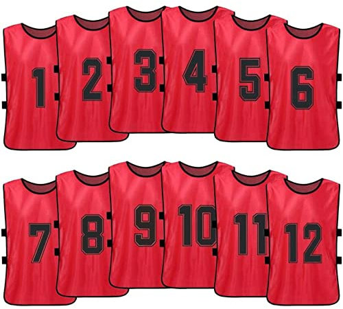 12 Stück Fußball Scrimmage Trainingswesten Shirt Home Alternate Player Jersey Lätzchen Markierungshemden Trainingsleibchen Basketball Football Für Teamsportbedarf - Fußballtraining