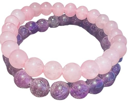 napoolo - Bracelet Pierre Naturelle Femme - Perles Naturelles - Fait Main - Marque Française - Améthyste, Quartz Rose, Pierre de Lune, Citrine, Jade, chakras - Qualité Premium