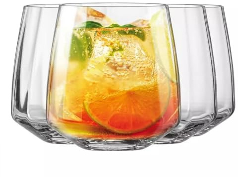 Krosno Celebration Gläser, 400 ml, 4er-Set, hochwertiges Glas, klassisches und elegantes Design, ideal für Cocktails, Whisky und Softdrinks, bleifreies Kristallglas