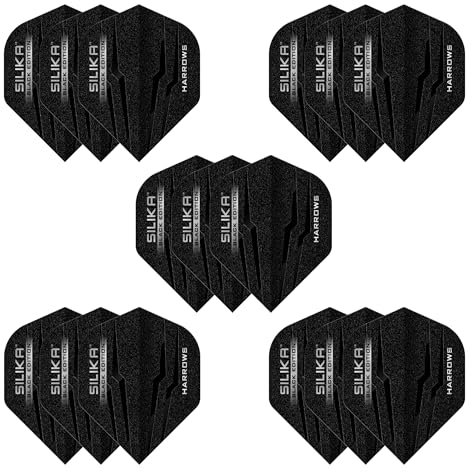 Harrows Silika No2 Dart Flights 5 x Sets Dart-Flights (insgesamt 15 Flights) I 100-Mikron-Dart-Flights Premium Extra Strong Hergestellt in Großbritannien Professionelles Dart-Zubehör I Black Edition