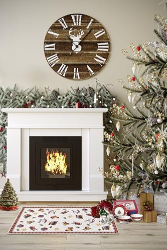 Villeroy & Boch Design Teppich Nostalgic - Toy's Delight - Christbaum Decke, Eingangsmatte, Weihnachtsbaum Vorleger für Wohnzimmer, Schlafzimmer, Esszimmer, Flur - Rot Multifarben, 50x80 cm