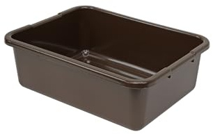 Quantum FSB-21157RBN 21 Bussing Tub with Ribbed Bottom | Utility Plastic Storage Wash Basin Container for Commercial Restaurant Kitchen | Built-in Handles, 21L x 15W x 7H, Polypropylene, Brown