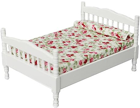 Vaguelly Hausbett Weiß 112 Maßstab Miniatur Puppenhaus Doppelbett Dekorativ