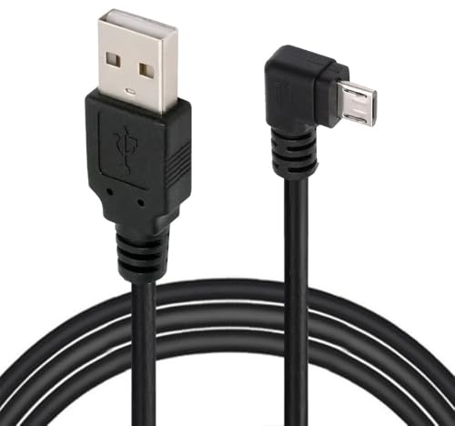 JSER Câble de Charge de données Micro USB 2.0 Type 5 Broches à Angle Droit de 90 degrés vers USB 2.0 Type A 480 Mbps pour téléphone, Tablette, Ordinateur, Appareil Photo (10 cm)