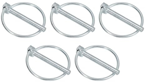PATIKIL 5 Stück Metall Klappsplinte 5mm Durchmesser, 40mm Lange O, Silber | Steckbolzen mit Sicherung Ringe, Kohlenstoffstahl Sicherungsbolzen Splinte Anhänger Traktor LKW Rasenmäher