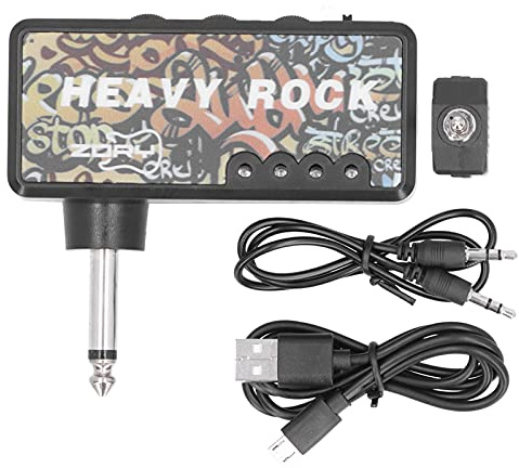 Electric Guitar Bass Headphone Amplifier Compact Lightweight Design with Heavy Metal Tones Built In Distortion Adjustment Knob Volume Adjustment Knob for Guitarists Musicians ABS