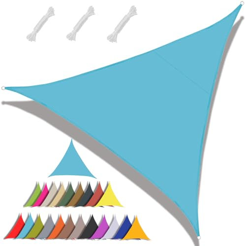MAJINGC Vela Ombreggiante Triangolare 4.5x4.5x4.5m Telo Ombreggiante Con Protezione Solare, Protezione UV Al 95%, Idrorepellente, Per Patio, Piscina, GiardinoBlu mare