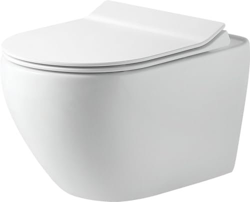 Primaster Wand WC spülrandlos Salvando Tiefspüler weiß inkl. WC Sitz