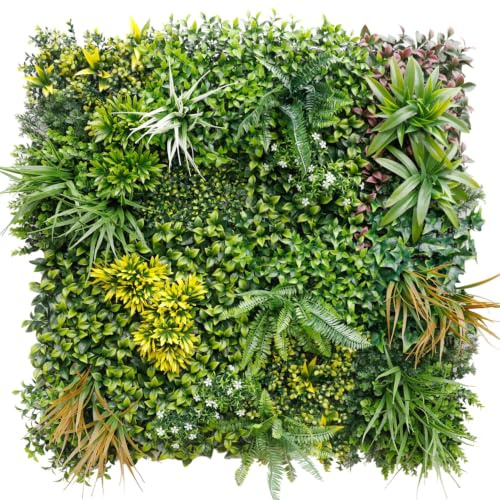 BONERVA Jardín Vertical Artificial 100x100 cm (1m²), Panel Jardín Vertical Exterior e Interior, Pared de Plantas Artificiales Decorativa (Mahon)