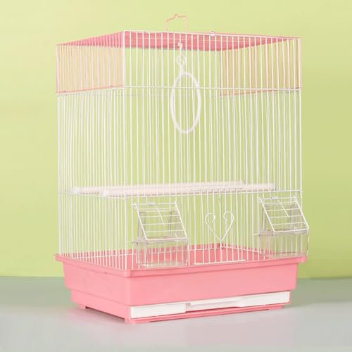 Aioneer Flugvogelkäfig, Papageienkäfig Mit Ausziehbarem Tablett Und Griff, Jaulas para Pájaros, Finkenkäfig, Für Kleine Nymphensittiche, Kanariensittiche, Sonnensittiche-Pink